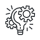 Icône de l'innovation : un globe lumineux et des engrenages symbolisant une idée brillante en action.